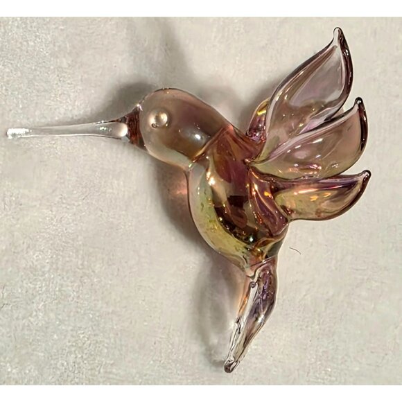 Art Glass Hummingbird Iridescent Sun Catcher 2" Hanging Ornament Bird Christmas - Picture 2 of 11